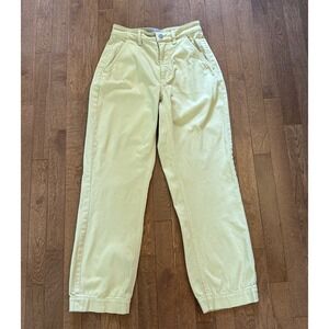 Everlane Straight Leg Crop Pants Womens size 0 Khaki High-Rise Stretch Pockets